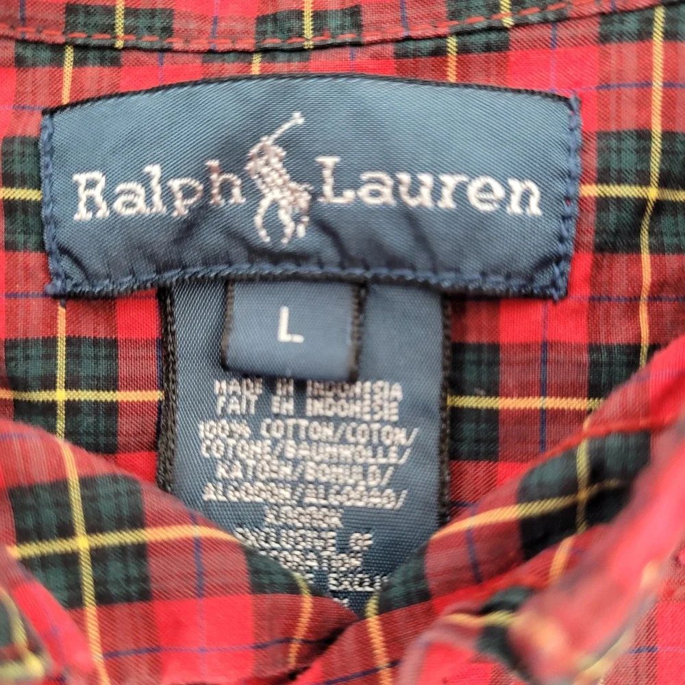Ralph Lauren Boys Large‎ Red Plaid Long Sleeve Button Down Shirt Classic Fit